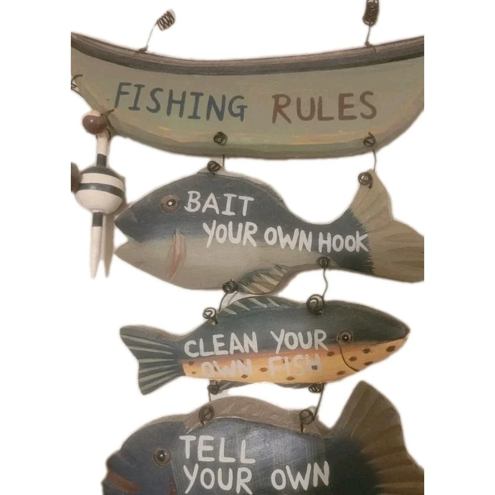 Fishing Rules Wood‎ Sign 12